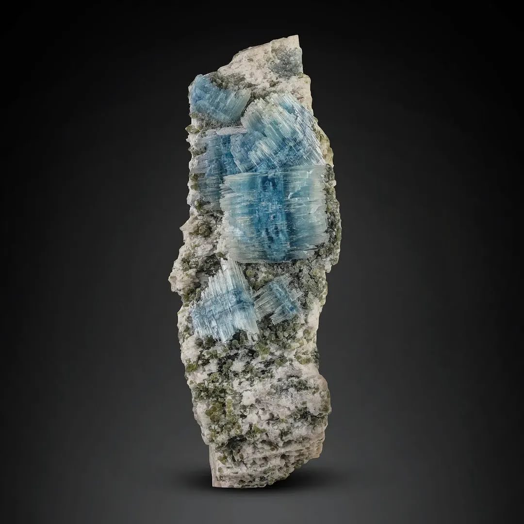 Blue Etched Alkali Beryl Vorobyevite crystals on Albite Matrix from Afghanistan