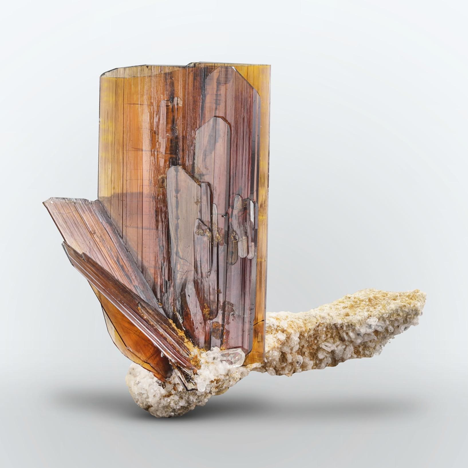 vibrant red color Brookite crystal nicely perched on Albite from Pakistan