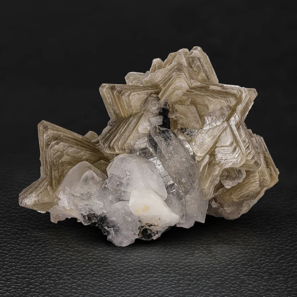 Red Hassonite Garnet on Quartz with Muscovite from Pakistan