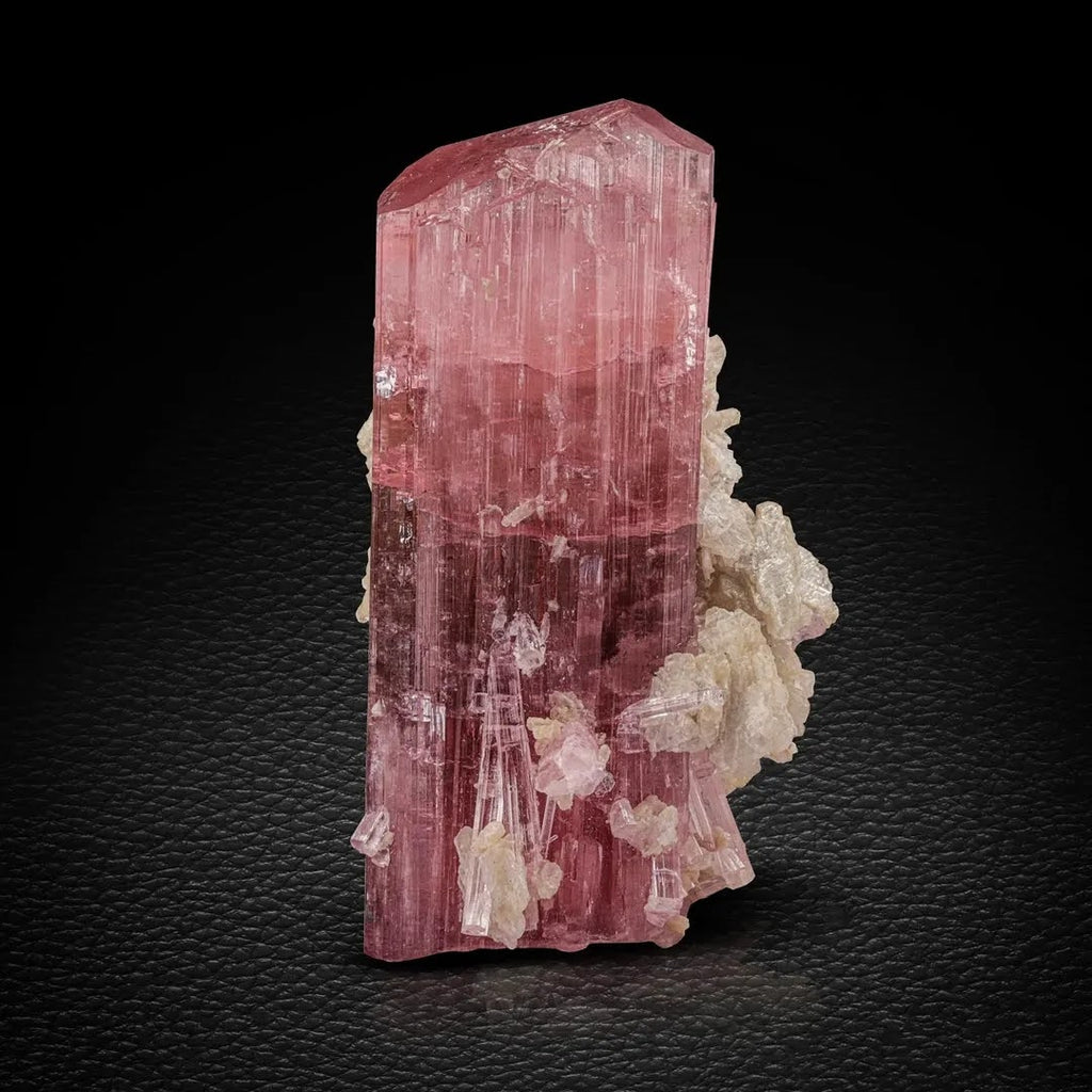 Reddish-Pink Rubilite Tourmaline Crystal with Albite from Afghanistan