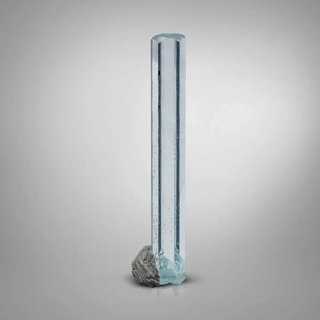 Elongated Aquamarine Crystal with Muscovite Matrix From Pakistan