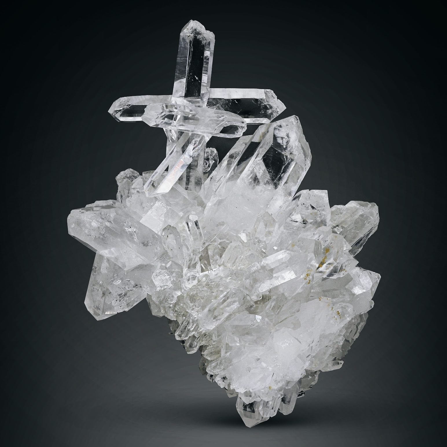 cluster of Quartz Cross crystals with excellent transparency from Pakistan