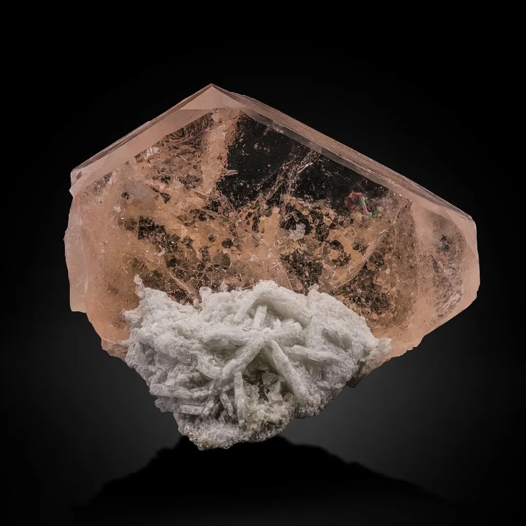 Pinkish-Peach Tabular Morganite Crystal with Cleavelandite Matrix from Afghanistan
