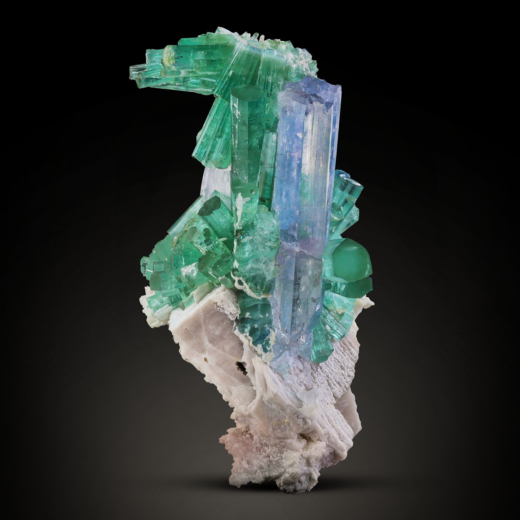 colorful combination of Tourmaline on Kunzite crystals From Afghanistan