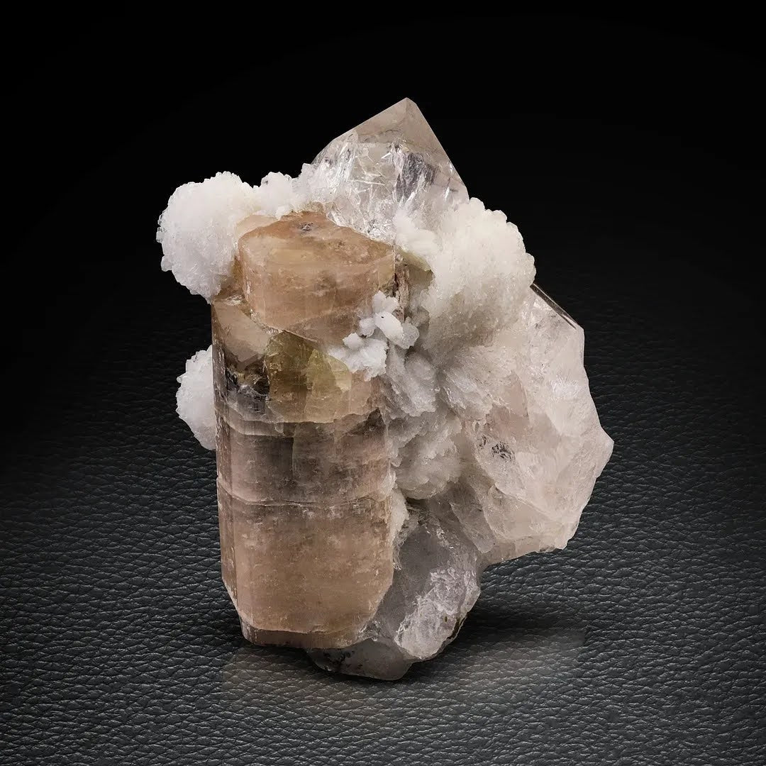 Apatite Crystal Nicely Attached with Pointed Quartz form Pakistan