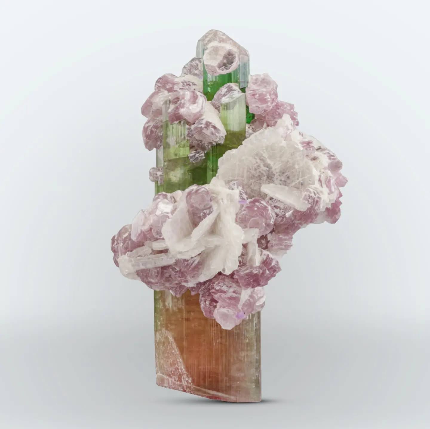 colorful Specimen of Tourmaline with purple Lepidolite From Afghanistan