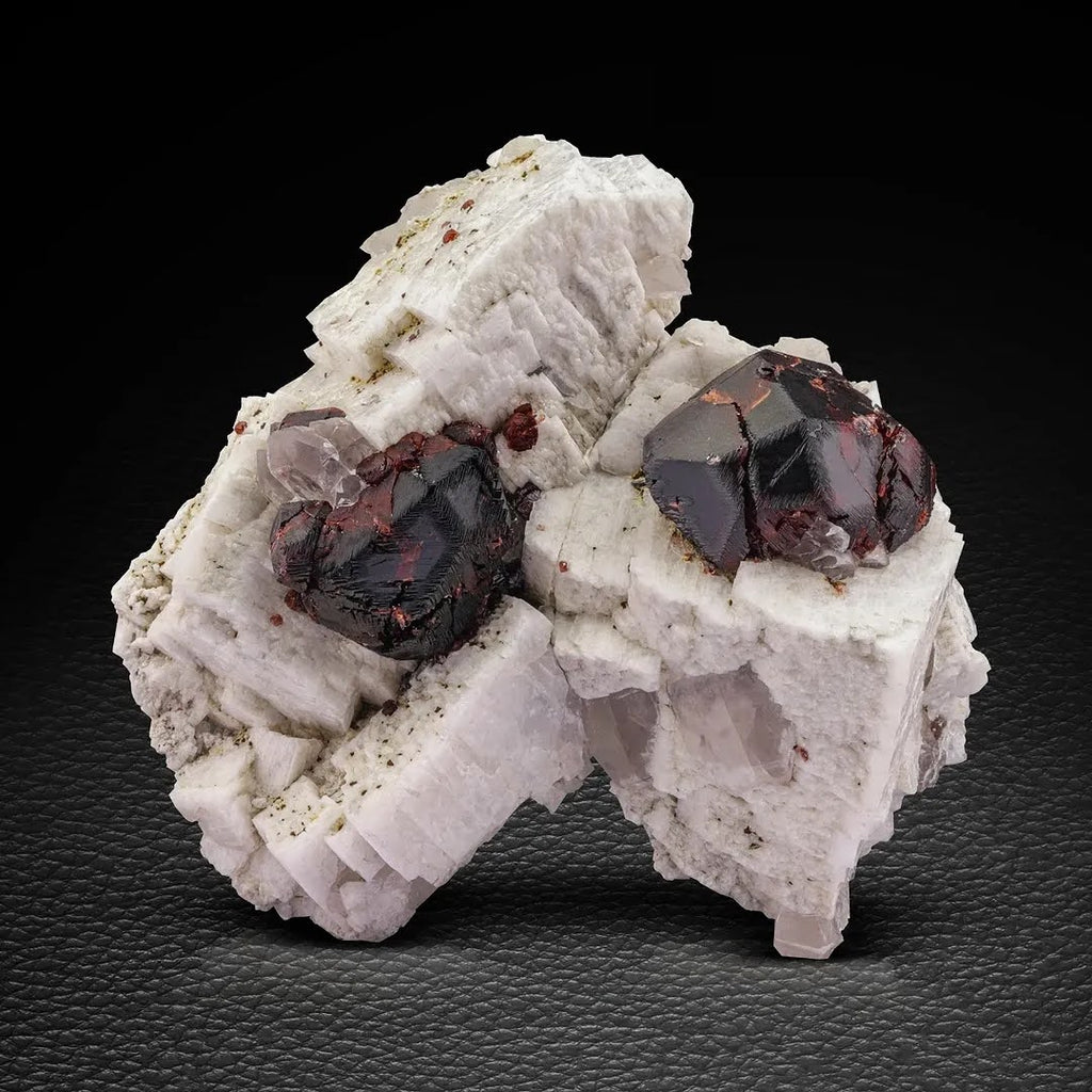 Red Spessartine Garnet Crystals on Albite with Quartz from Pakistan