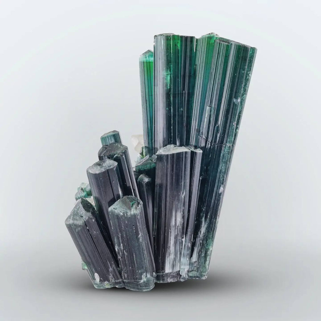 cluster of terminated indicolite Tourmaline crystals with Quartz from Afghanistan