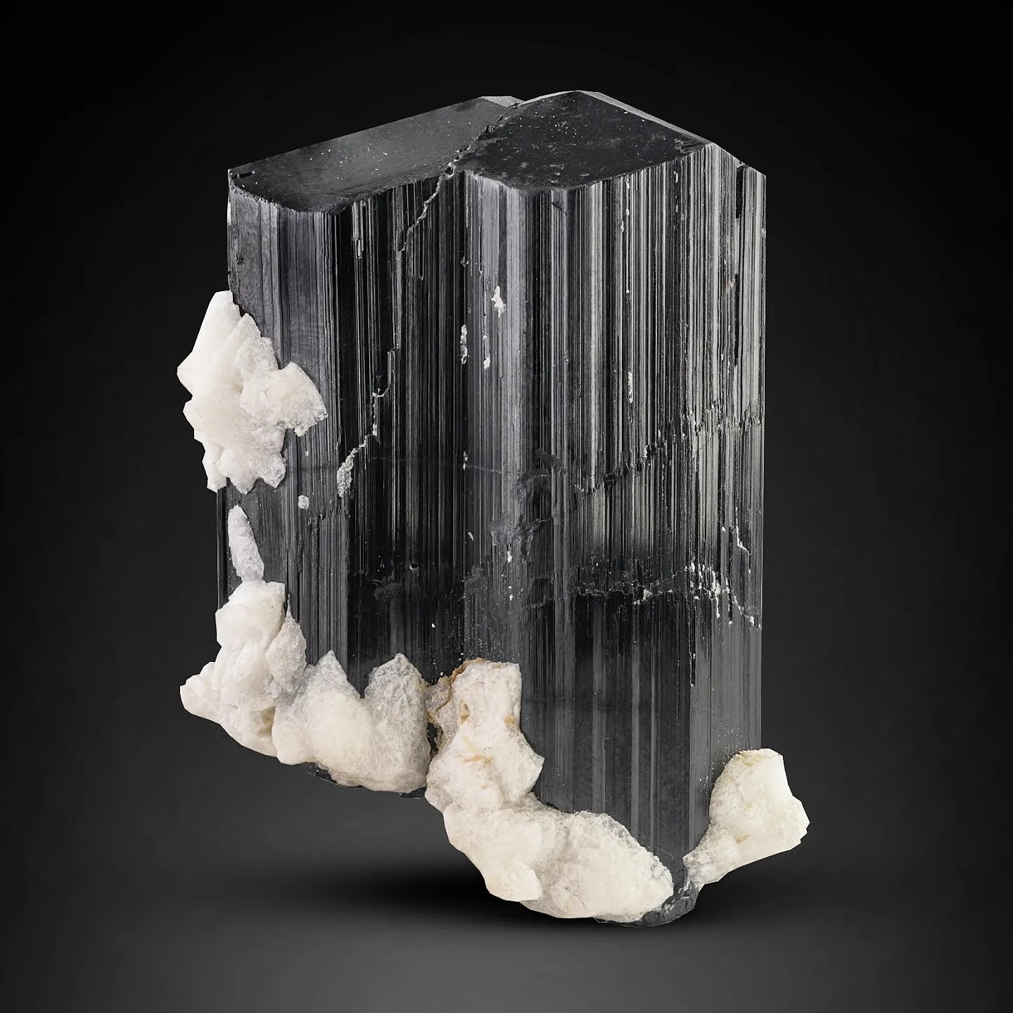 Black Tourmaline crystal on milky white Albite matrix from Afghanistan