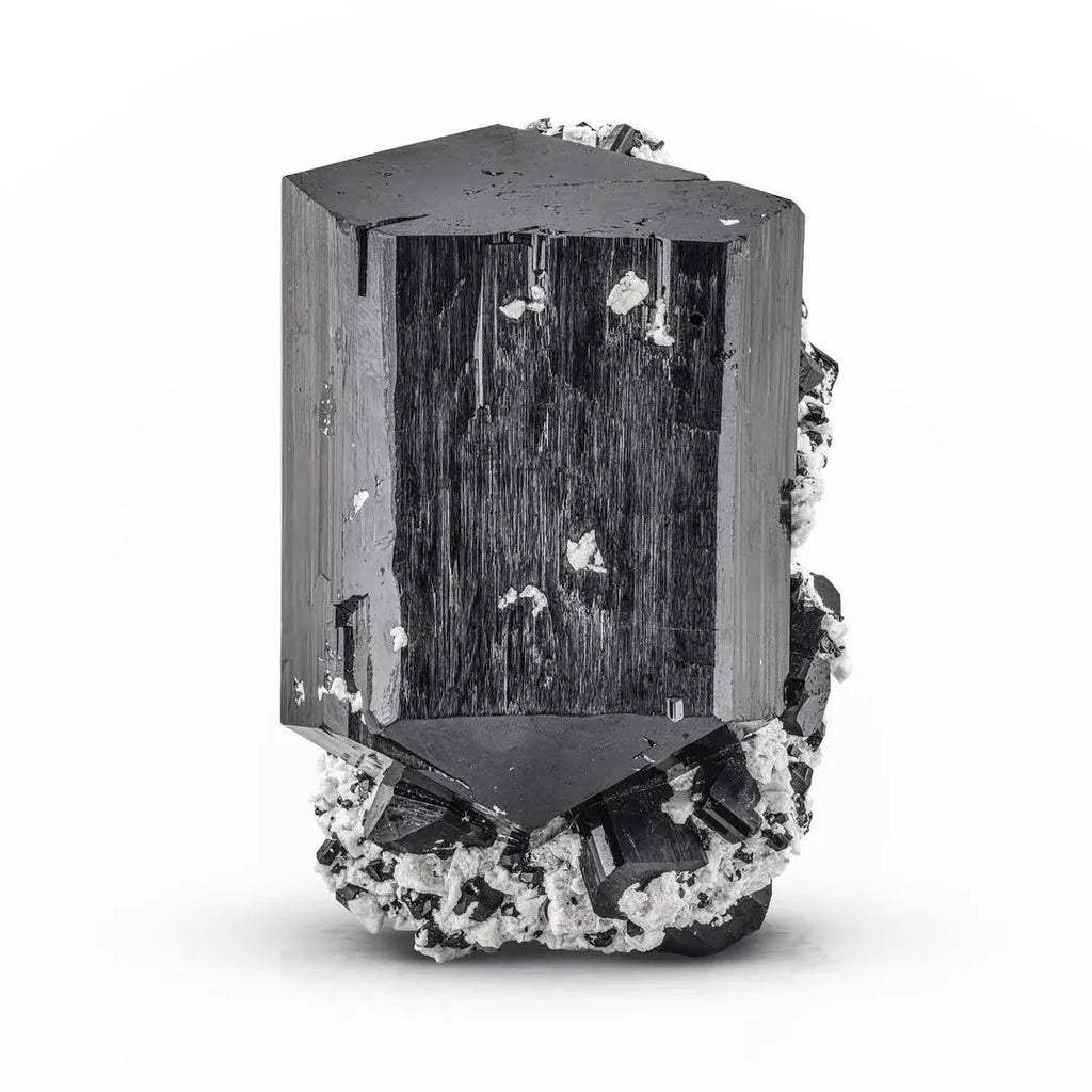 Double Terminated Black Tourmaline with Albite and Opal Halite from Namibia