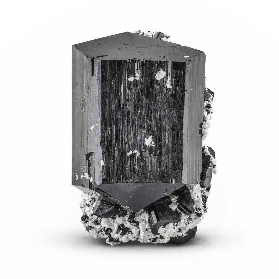 Double Terminated Black Tourmaline with Albite and Opal Halite from Namibia