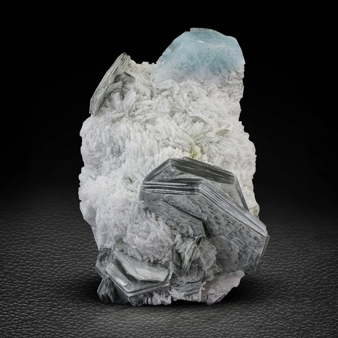 Specimen of Muscovite Mica on Cleavelandite with Aquamarine from Afghanistan
