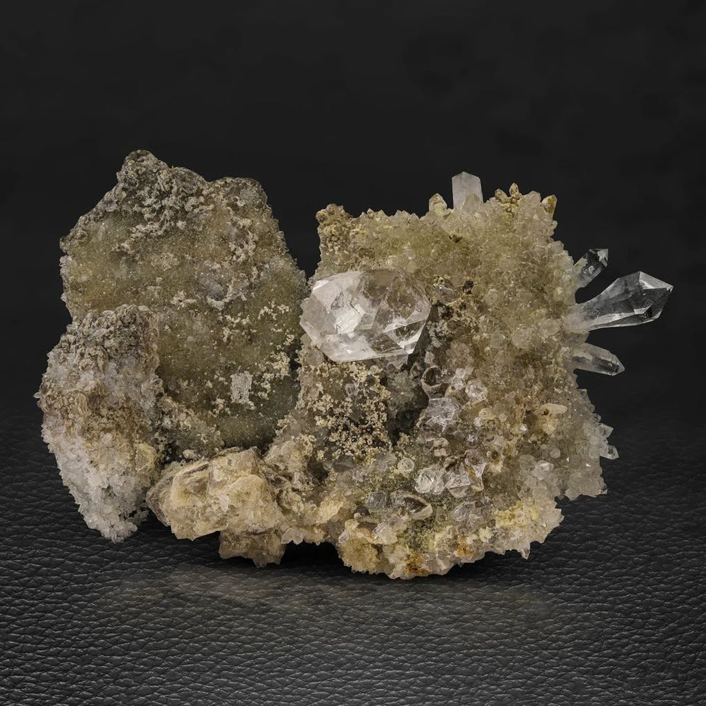 Specimen of Scepter Quartz crystals on Calcite Matrix from Pakistan