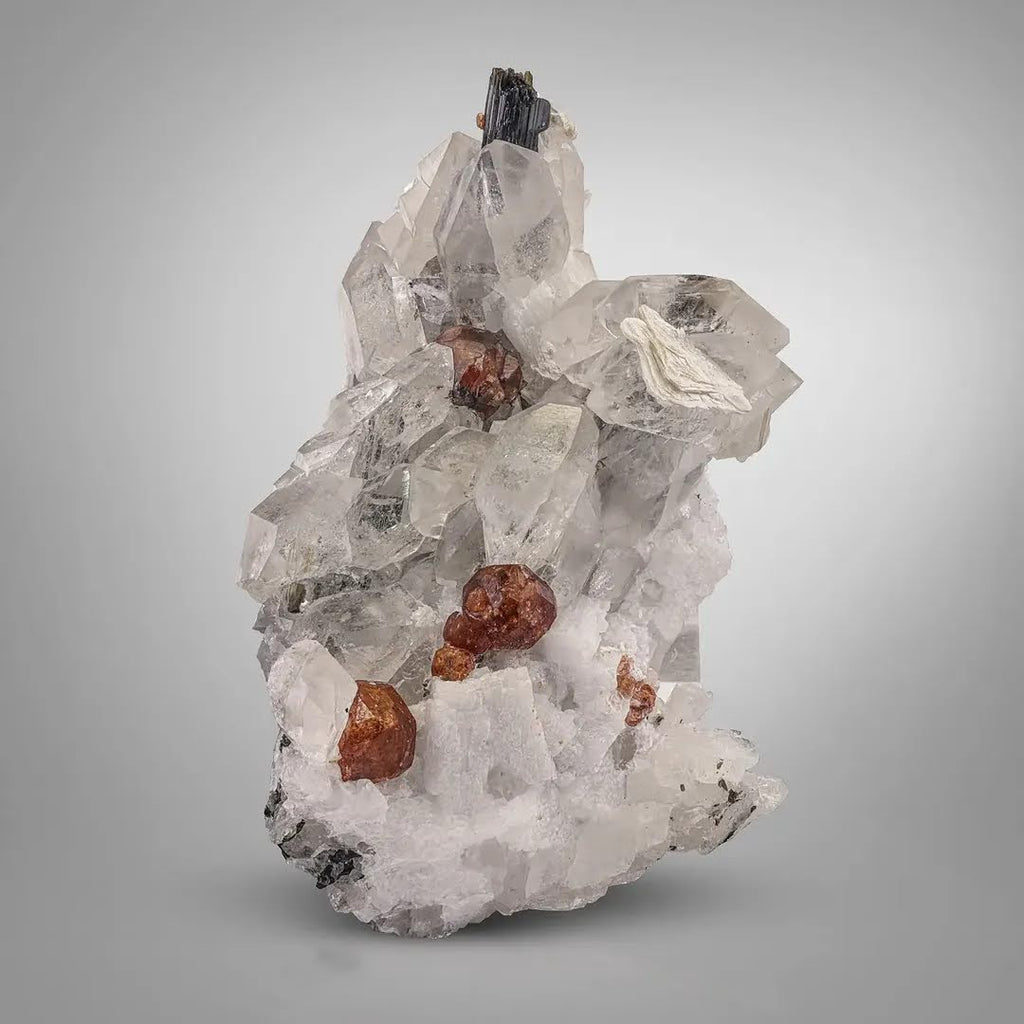 Hassonite Garnet Crystals on Quartz with Schorl from Pakistan