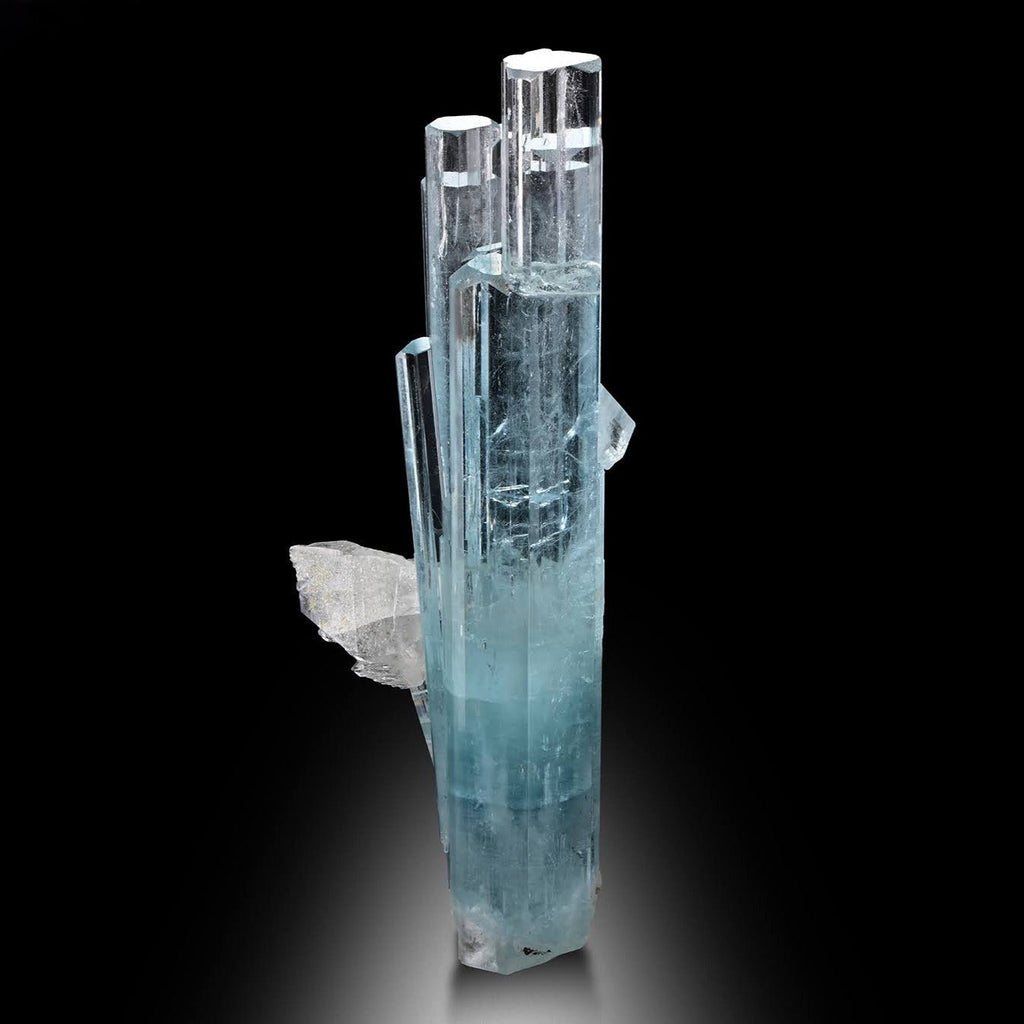 Sculptural Cluster of Aquamarine Crystals with Quartz from Pakistan