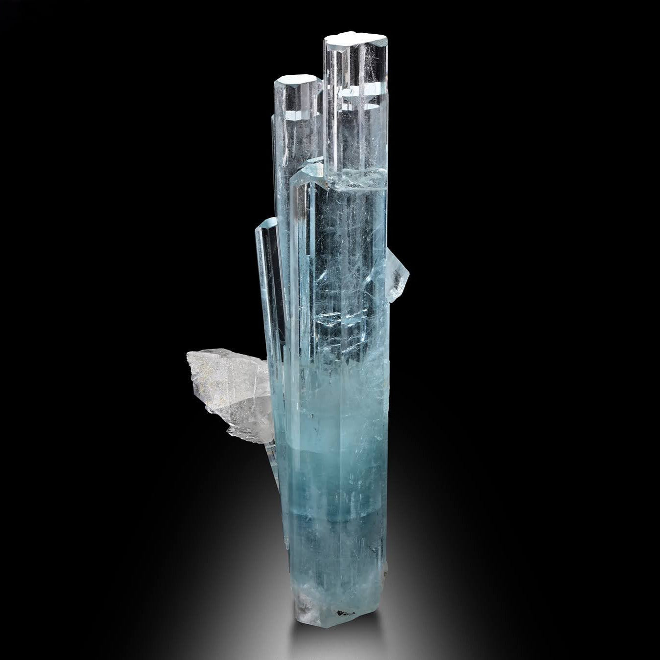 Sculptural Cluster of Aquamarine Crystals with Quartz from Pakistan