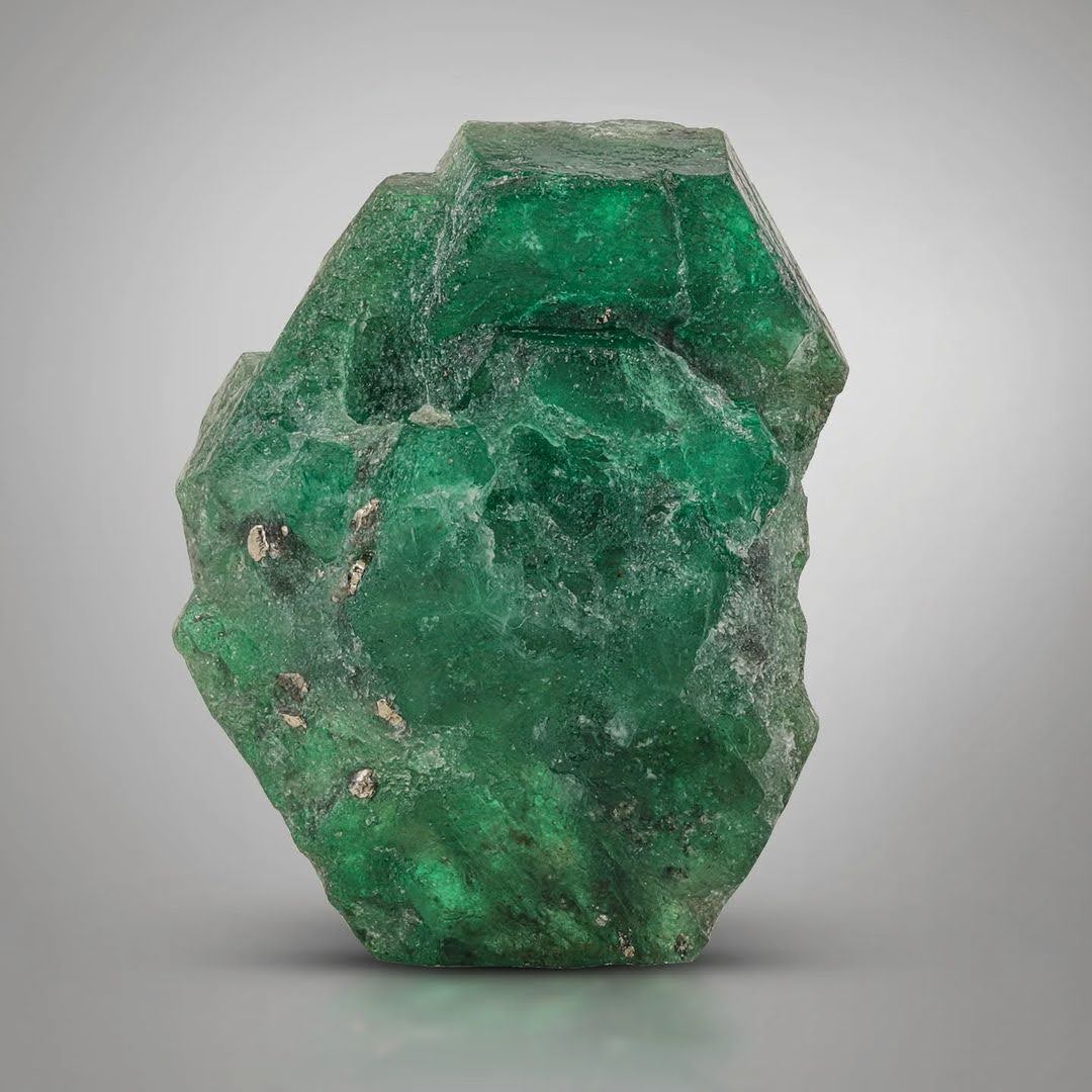 Green Emerald Tabular Crystal with Golden Pyrite from Pakistan