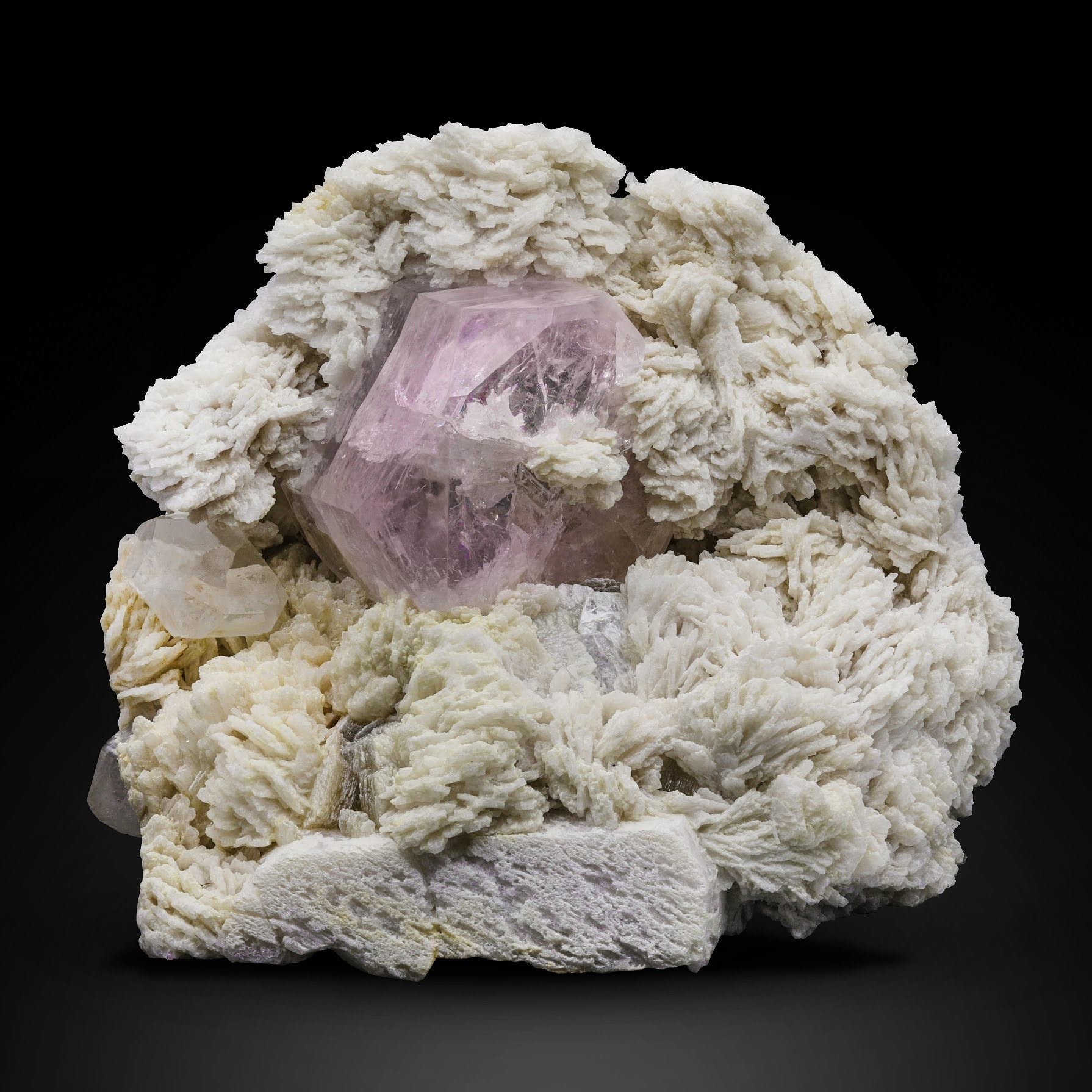 Pink color glassy Morganite crystal on Cleavelandite from Pakistan