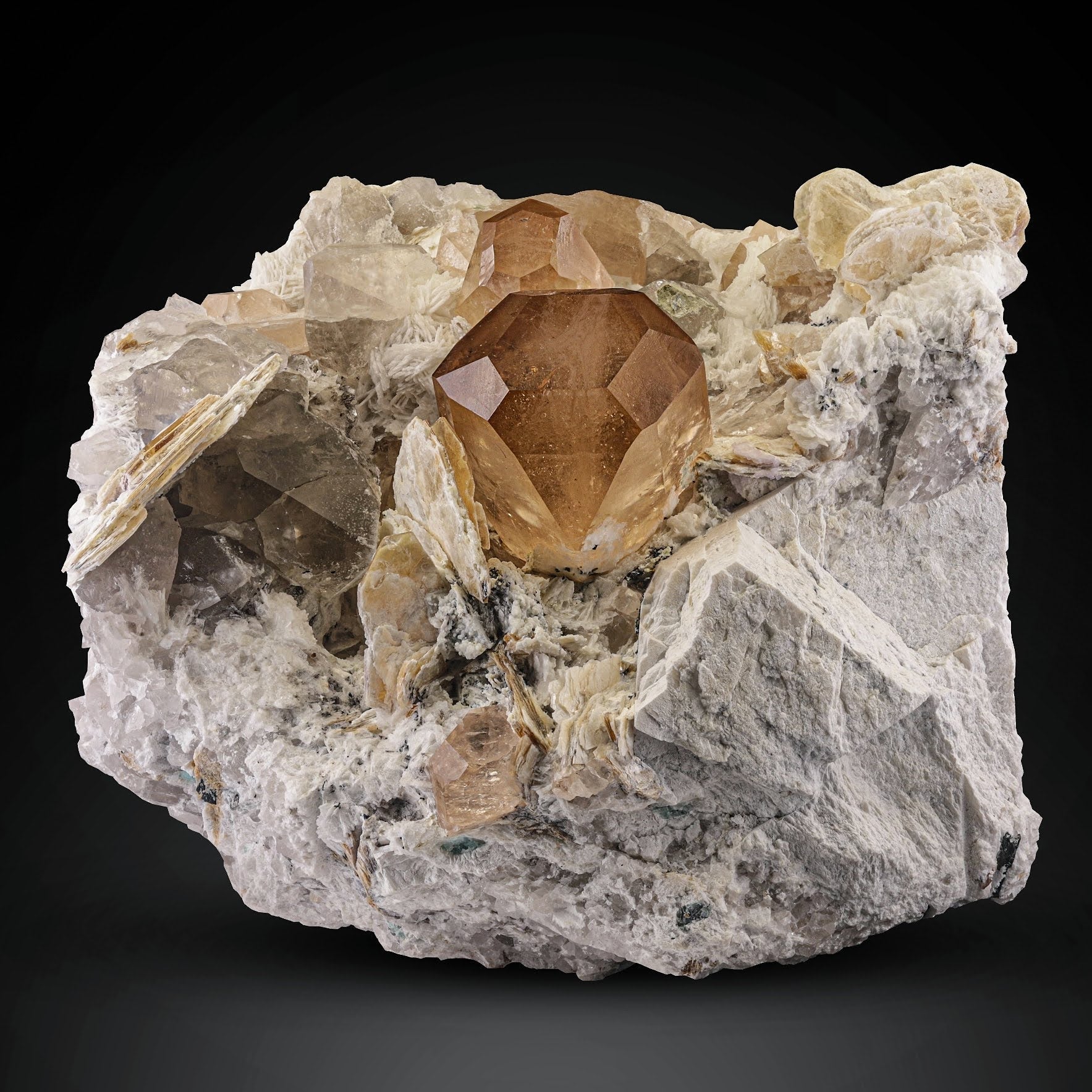 Huge Topaz crystals on Albite with Quartz and Mica from Pakistan