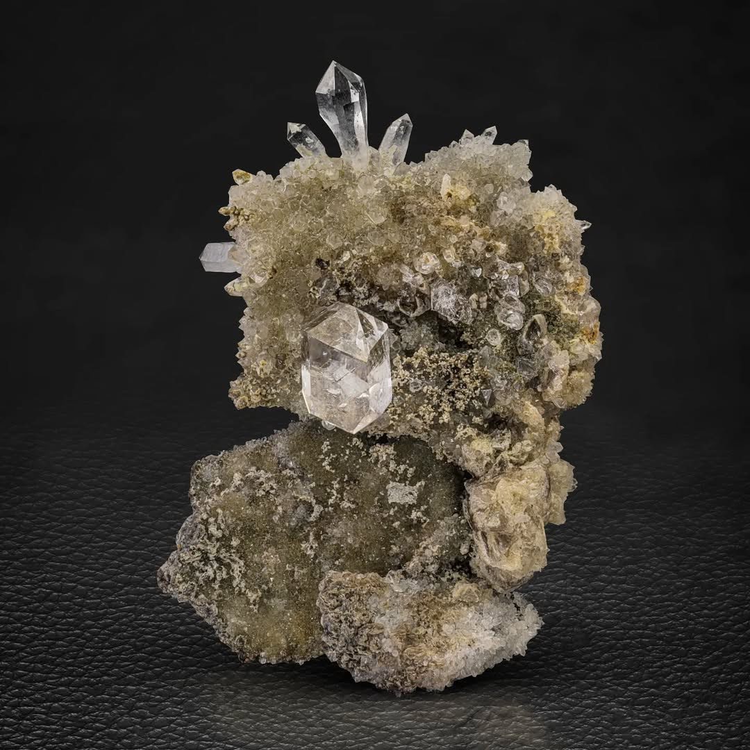 Specimen of Scepter Quartz crystals on Calcite Matrix from Pakistan