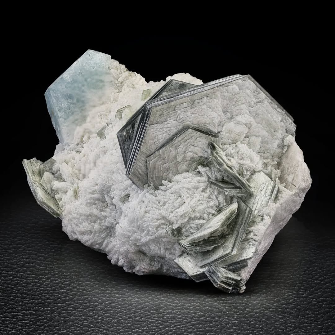 Specimen of Muscovite Mica on Cleavelandite with Aquamarine from Afghanistan