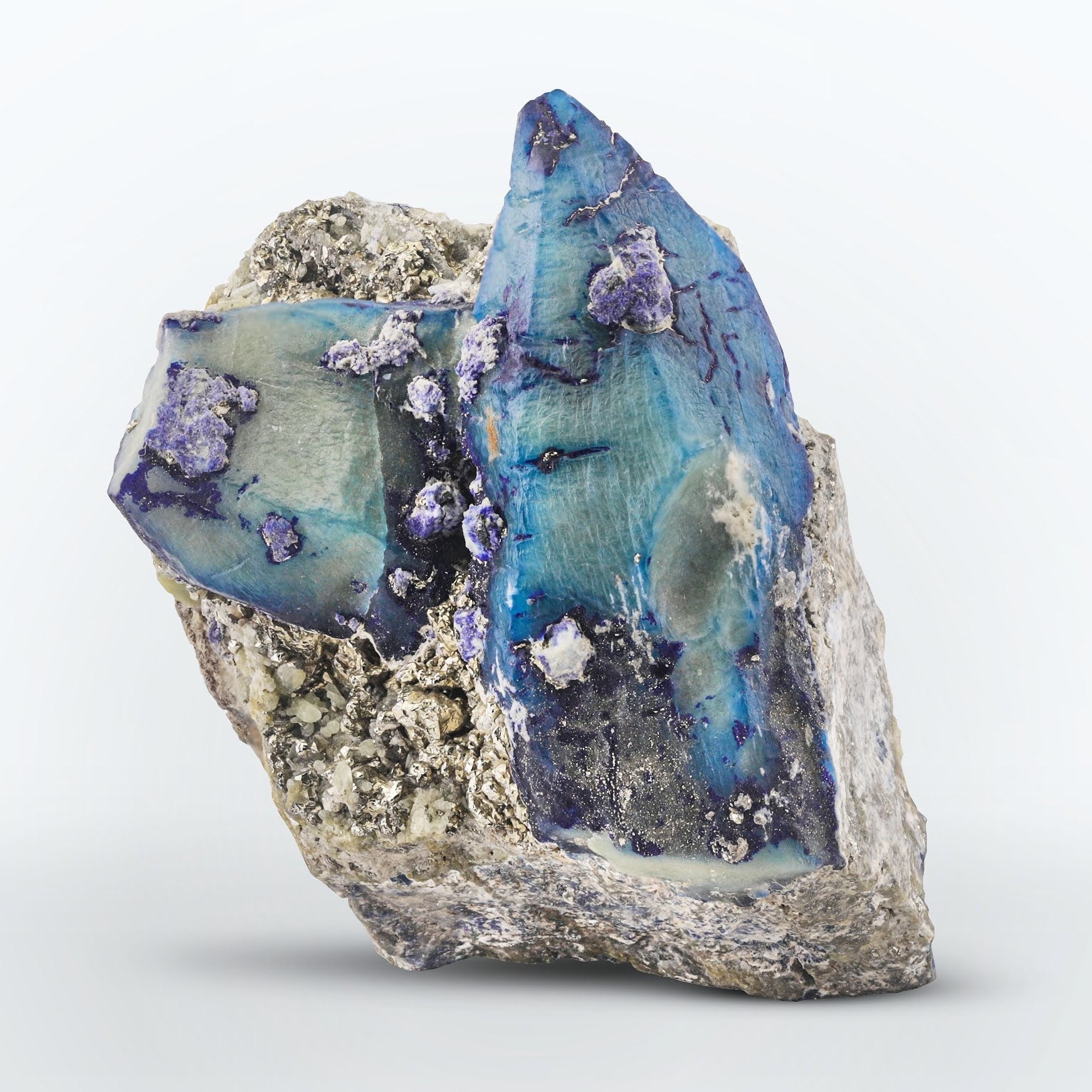 Rare Bi color Afghanite crystals on Calcite with Pyrite from Afghanistan