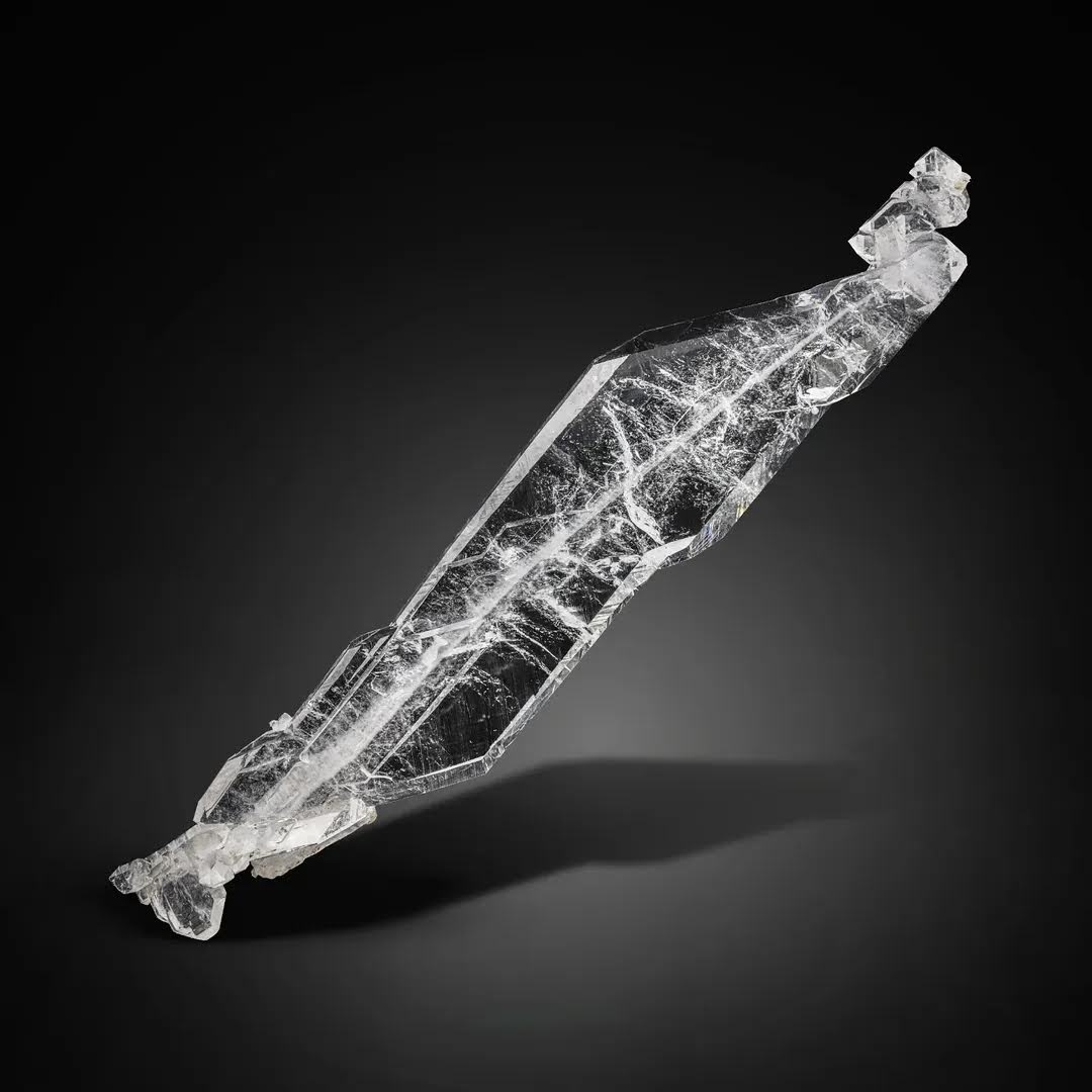 Double Terminated Sculptural Of Glassy Faden Quartz Crystal from Pakistan