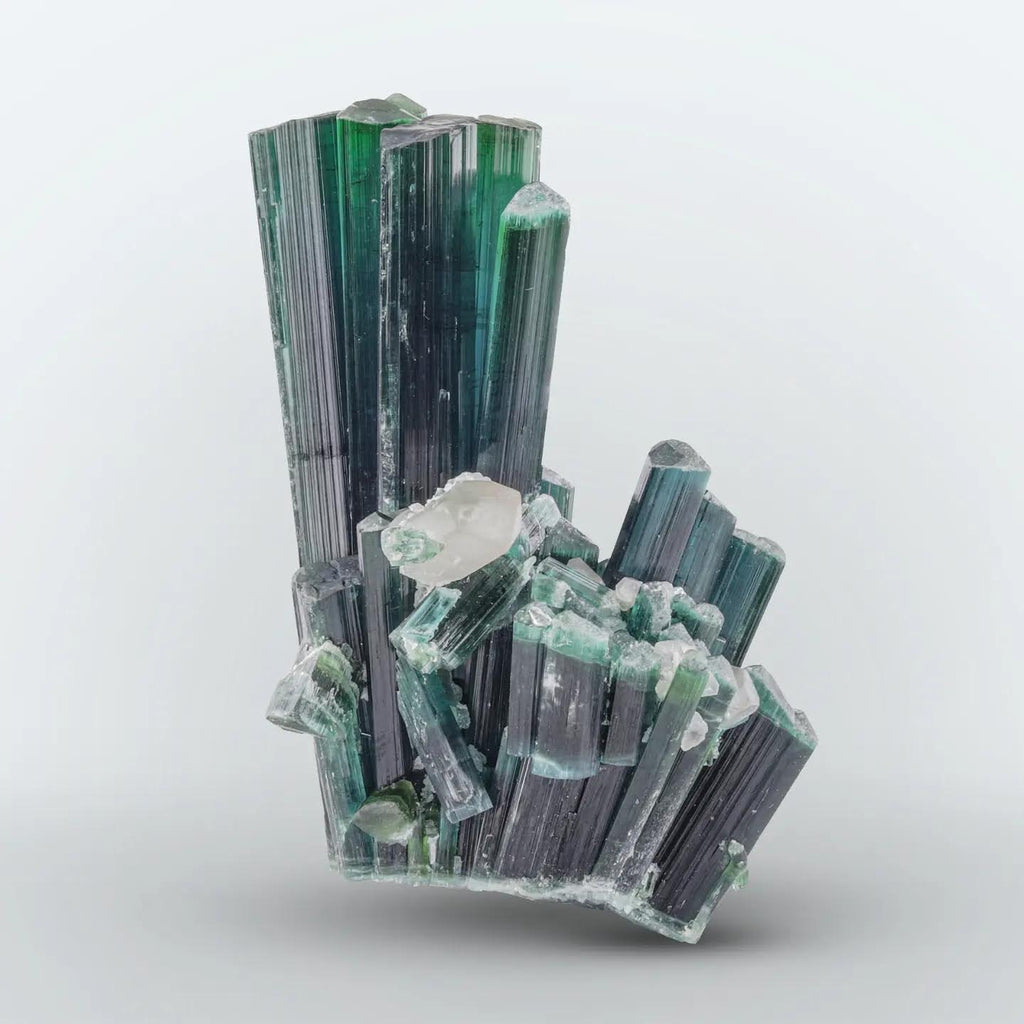 cluster of terminated indicolite Tourmaline crystals with Quartz from Afghanistan