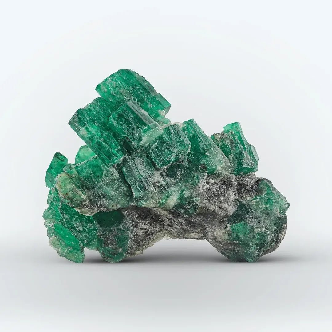 Green color Emerald crystals perched on Calcite from pakistan