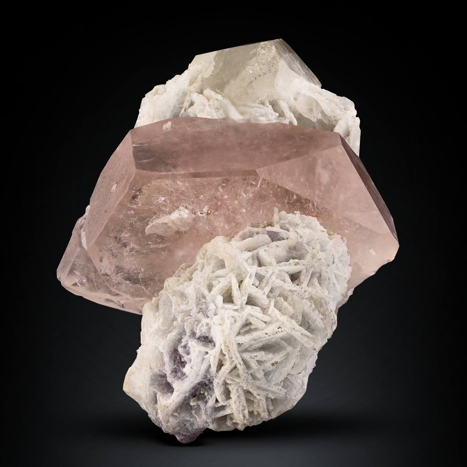 vibrant Pink color Morganite crystal on Cleavelandite from Afghanistan