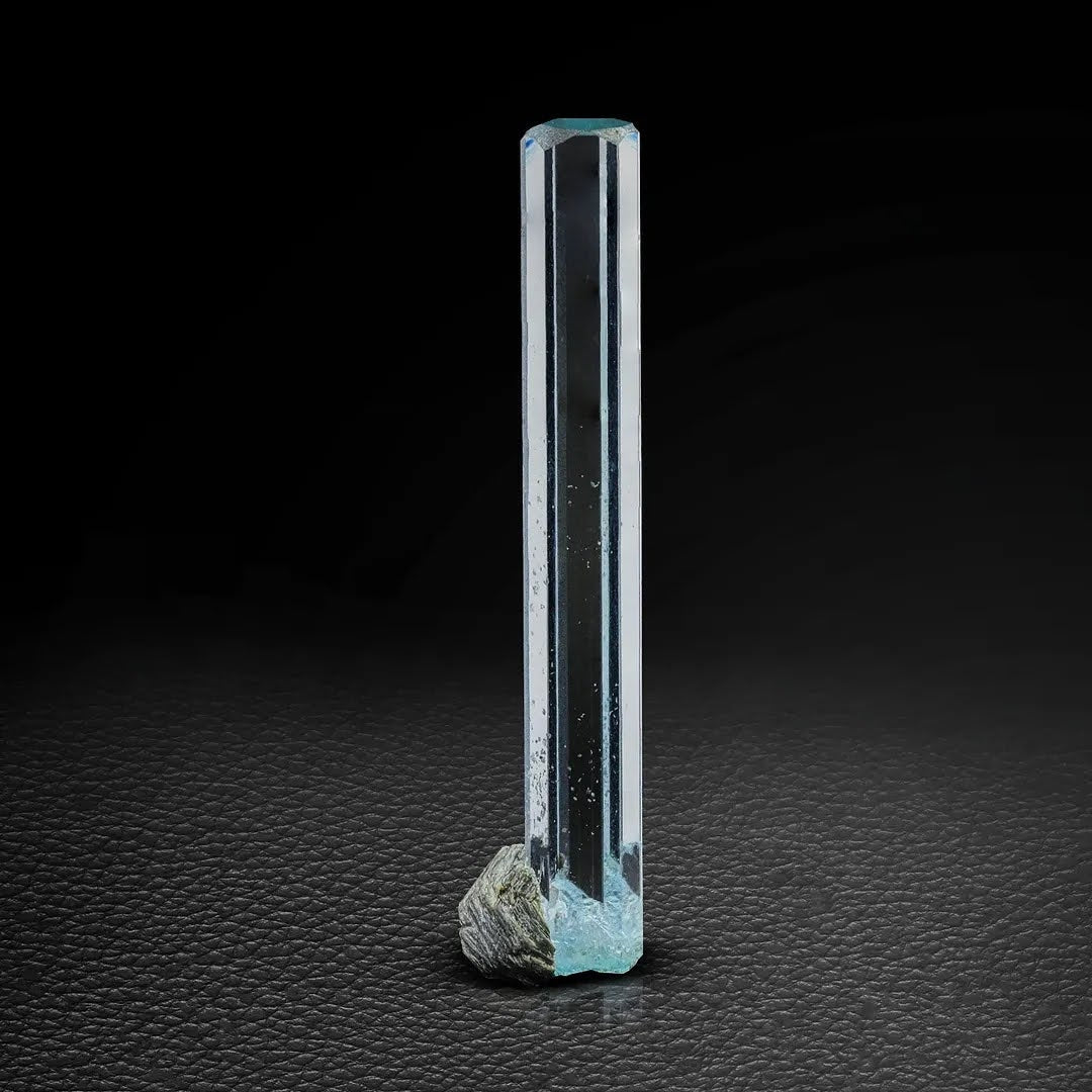 Elongated Aquamarine Crystal with Muscovite Matrix From Pakistan