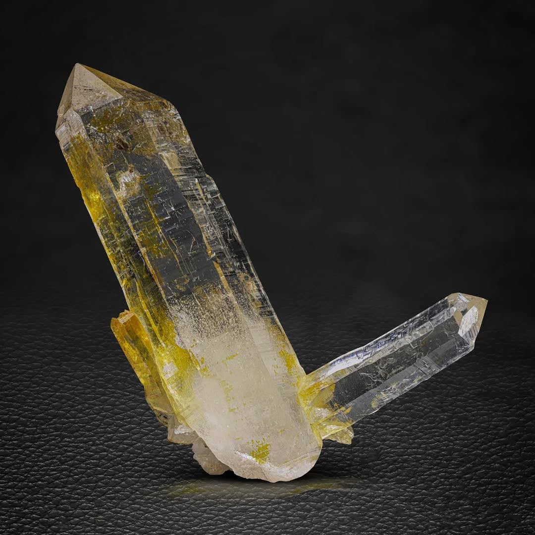 Pointed Terminated Quartz Cluster with Iron-Oxide Coating from Pakistan