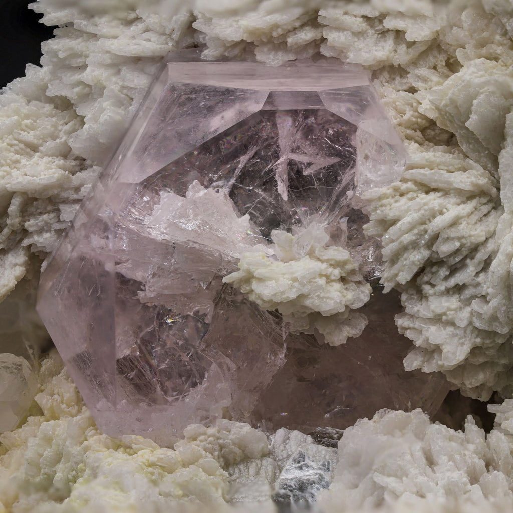 Pink color glassy Morganite crystal on Cleavelandite from Pakistan