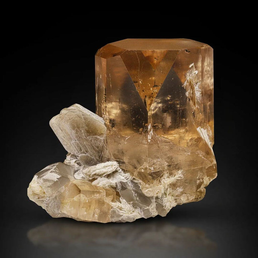 Multi Faced Topaz Crystal on Quartz with Mica from Pakistan