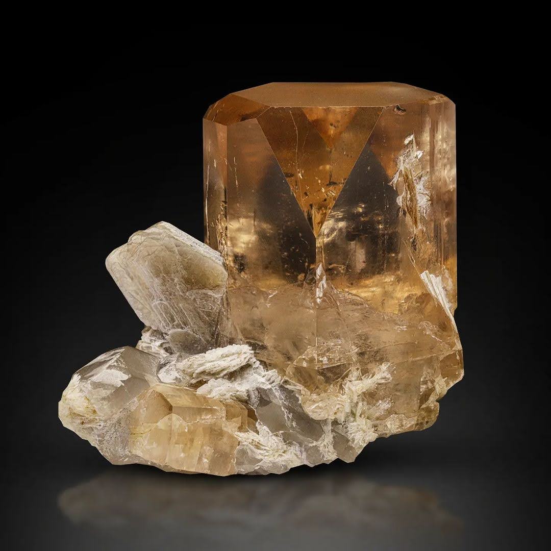 Multi Faced Topaz Crystal on Quartz with Mica from Pakistan