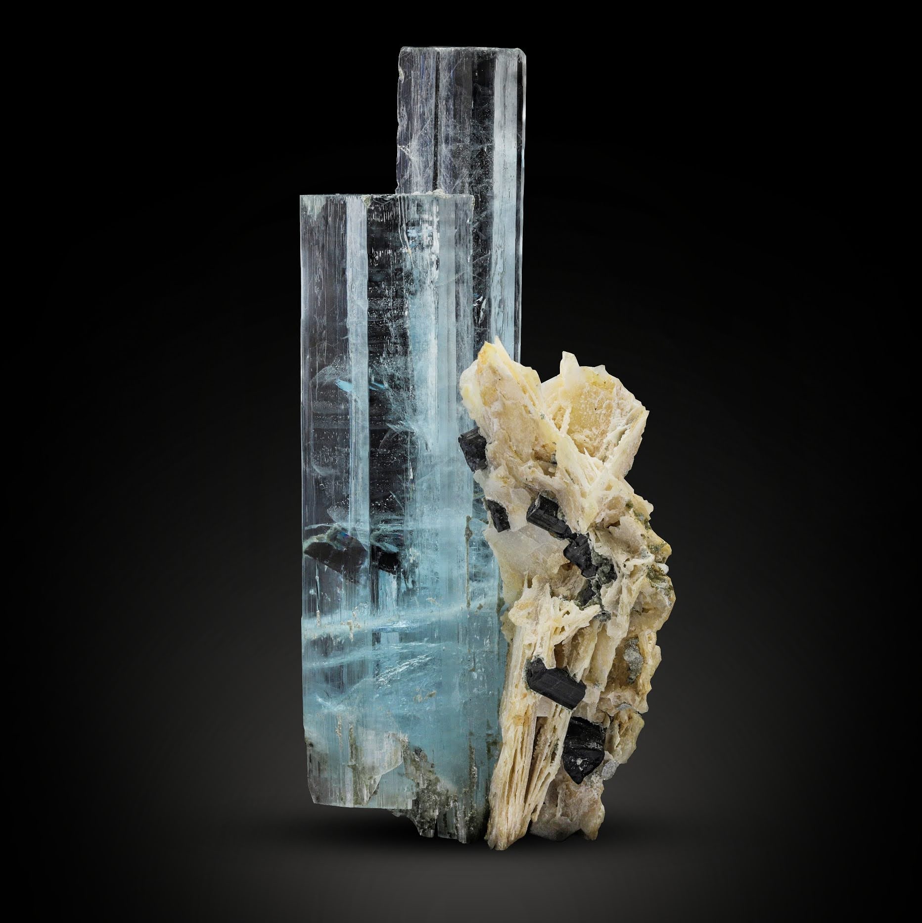 double terminated Aquamarine crystal with Calcite From Pakistan