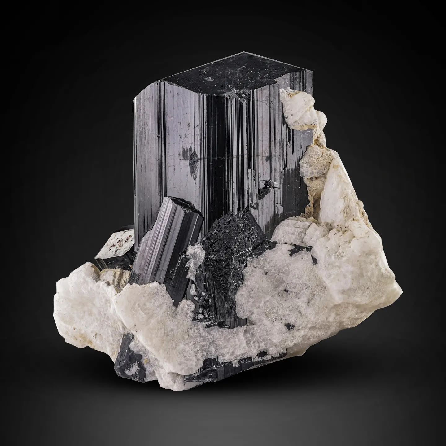 Schorl Black lustrous Tourmaline crystal on Albite matrix from Afghanistan