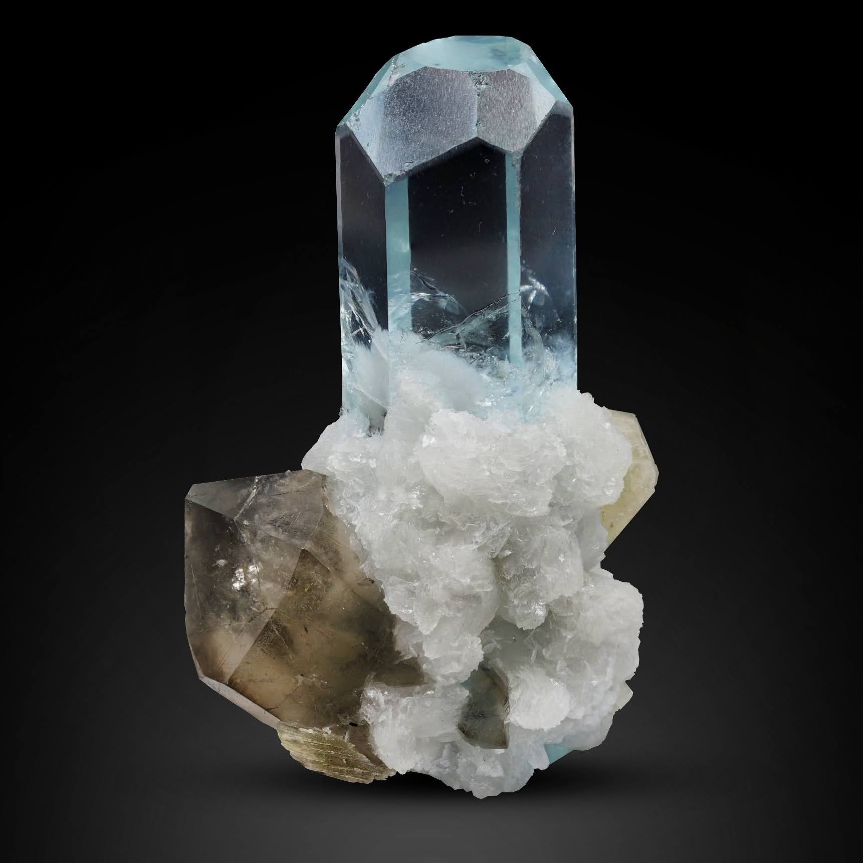 combination minerals Aquamarine with Apatite and Quartz From Pakistan