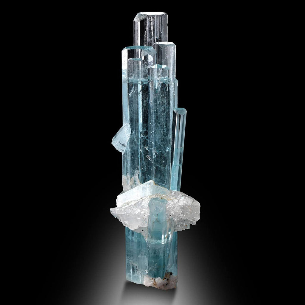 Sculptural Cluster of Aquamarine Crystals with Quartz from Pakistan