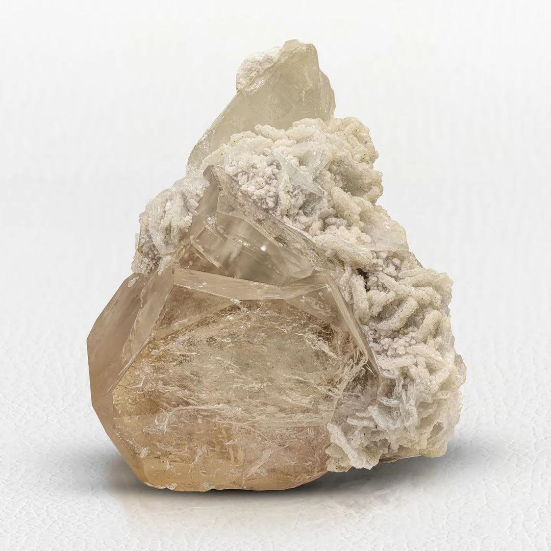 Glassy Morganite Crystal with Cleavelandite and Quartz from Afghanistan