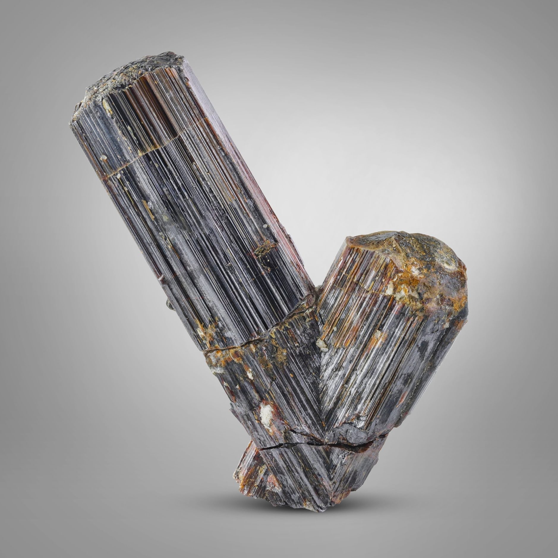 Rare twinned Rutile Crystals with excellent sharp striations from pakistan