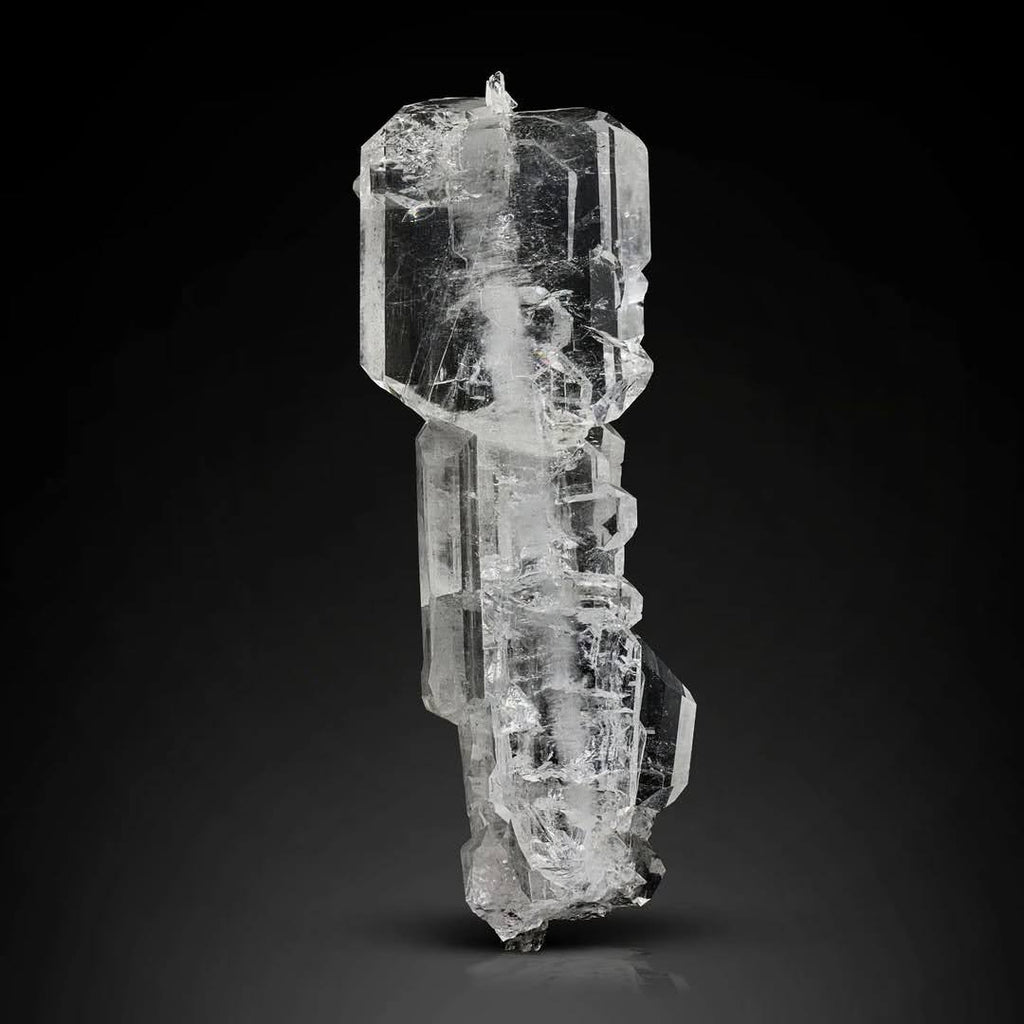 Glassy Cluster of Pointed Terminated Faden Quartz Crystal from Pakistan