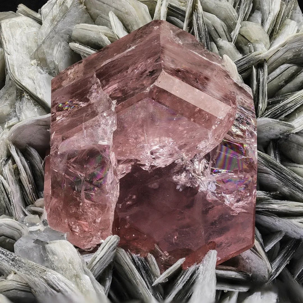 Pink Apatite Crystal Nicely Positioned on Muscovite Matrix from Pakistan