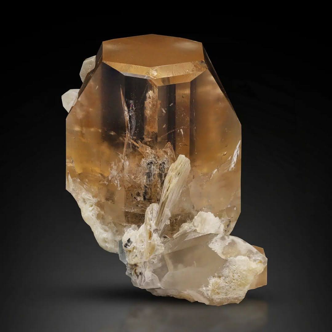Multi Faced Topaz Crystal on Quartz with Mica from Pakistan
