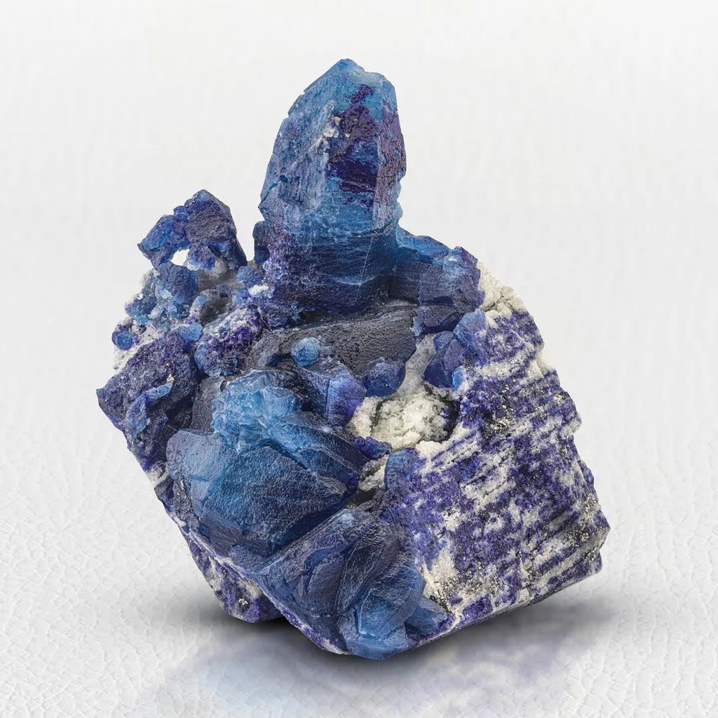 Rare Blue Afghanite Crystal on Lazurite with Pyrite from Afghanistan