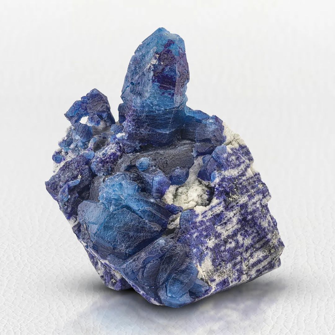 Rare Blue Afghanite Crystal on Lazurite with Pyrite from Afghanistan