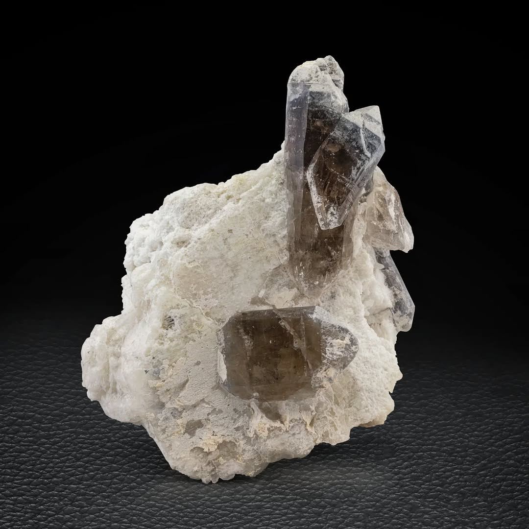 Terminated and Isolated Smoky Quartz Crystals on Albite from Afghanistan