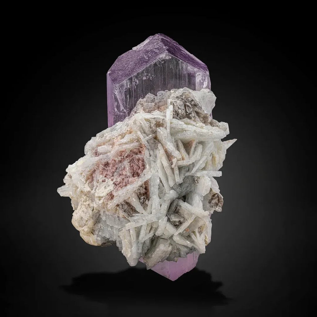 Double Terminated Pink Kunzite Crystal on Cleavelandite Matrix from Afghanistan