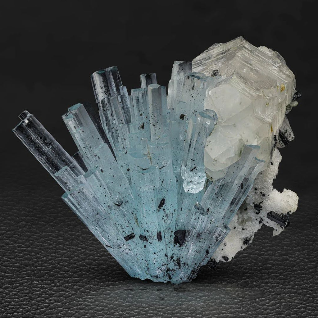 Robust Cluster of Elongated Aquamarine Crystals with Quartz from Pakistan