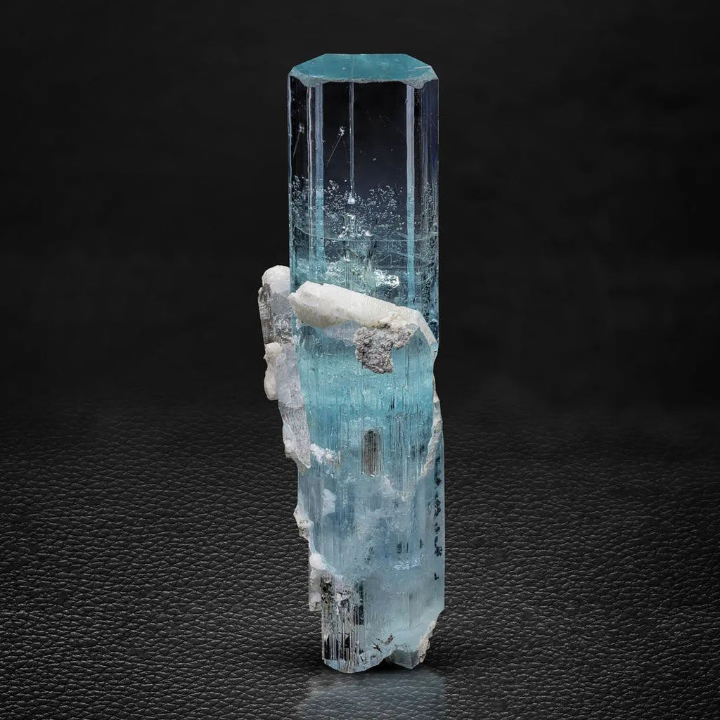 Blue Aquamarine Crystal with White Albite From Pakistan